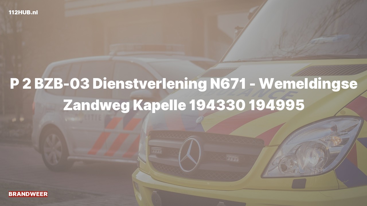 Deelafbeelding voor Brandweer met gepaste spoed naar de Wemeldingse Zandweg in Kapelle.
