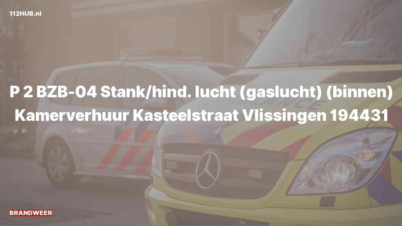 Deelafbeelding voor Brandweer met gepaste spoed voor gaslucht binnen naar de Kasteelstraat in Vlissingen.
