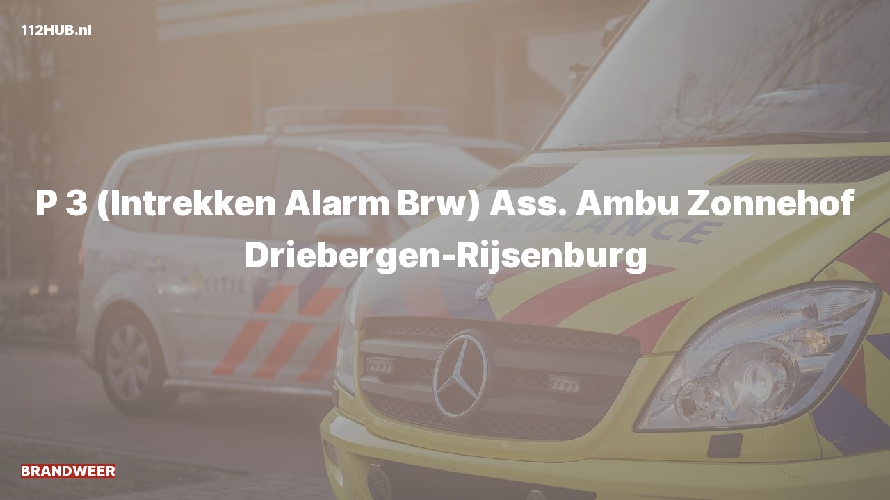 Deelafbeelding voor Brandweer trekt alarm in. Was: Ass. Ambu Zonnehof Driebergen-Rijsenburg.