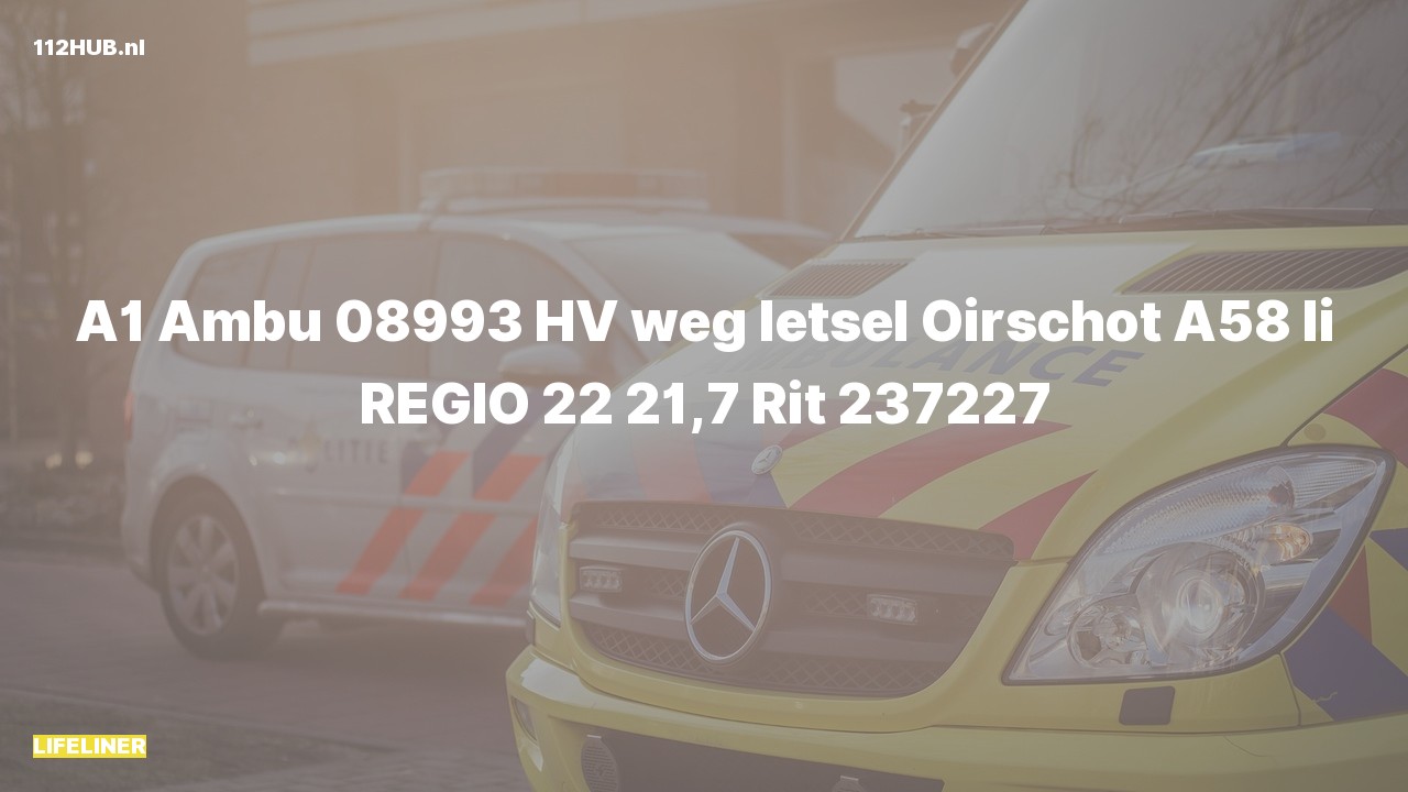 Deelafbeelding voor Traumahelikopter met spoed voor ongeval met letsel op de A58 bij hectometerpaaltje 21.7.