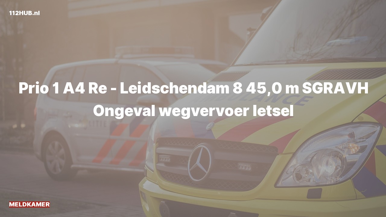 Deelafbeelding voor De Meldkamer is met spoed uitgerukt voor een verkeersongeval op de A4 bij hectometerpaaltje 45