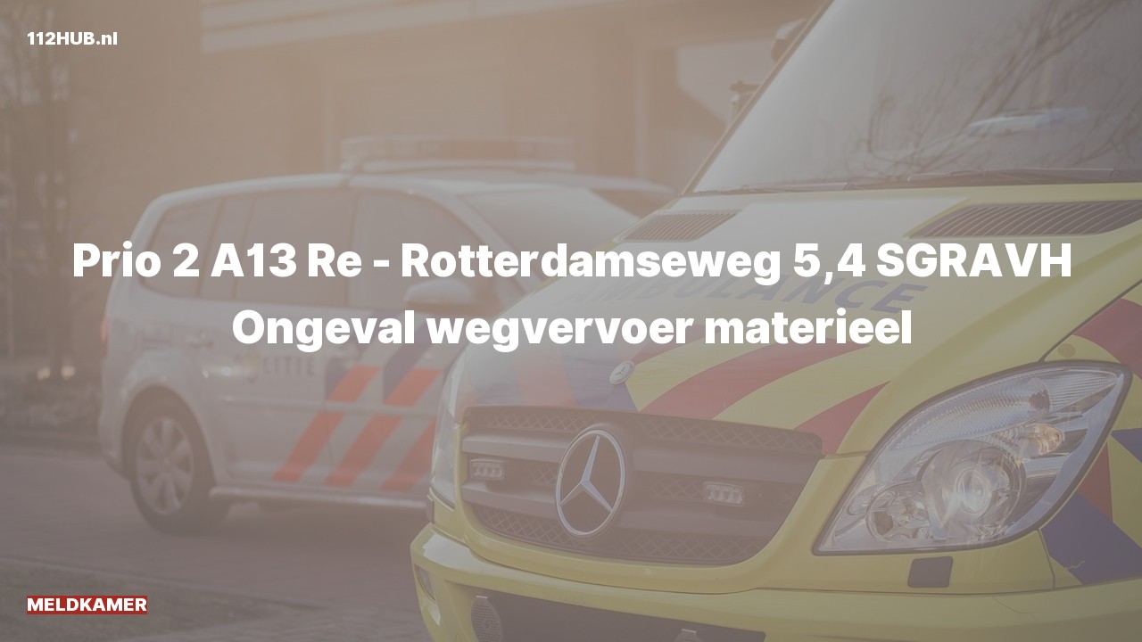 Deelafbeelding voor De Meldkamer is met gepaste spoed uitgerukt voor een verkeersongeval op de A13 bij hectometerpaaltje 5.4