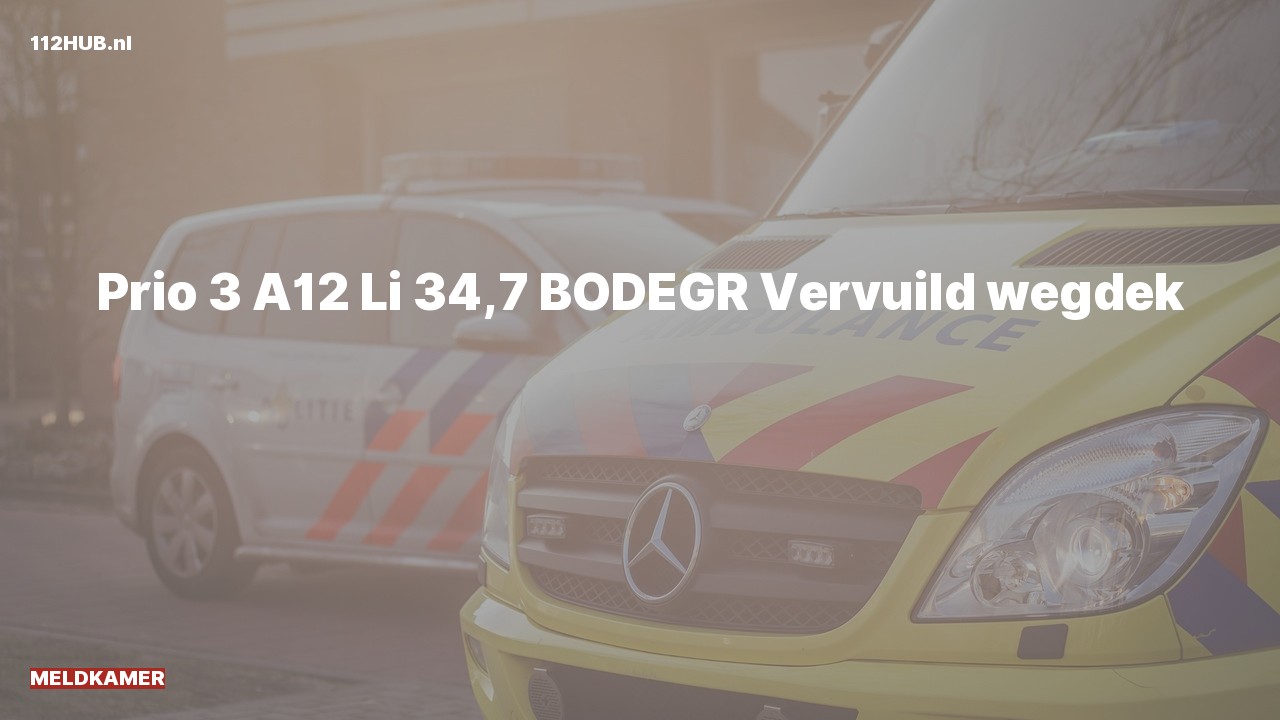 Deelafbeelding voor Meldkamer op de A12 bij hectometerpaaltje 34.7.