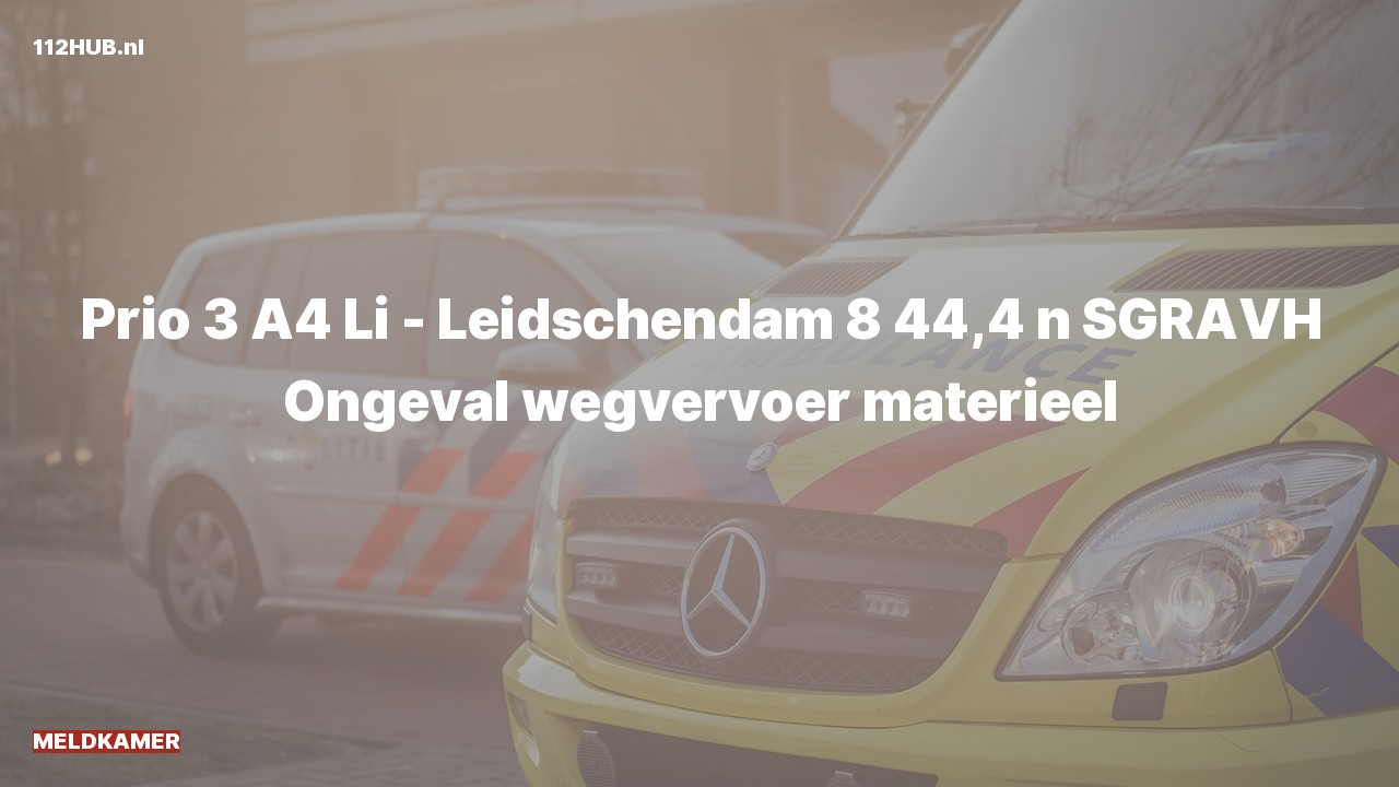 Deelafbeelding voor Meldkamer voor verkeersongeval op de A4 bij hectometerpaaltje 44.4.