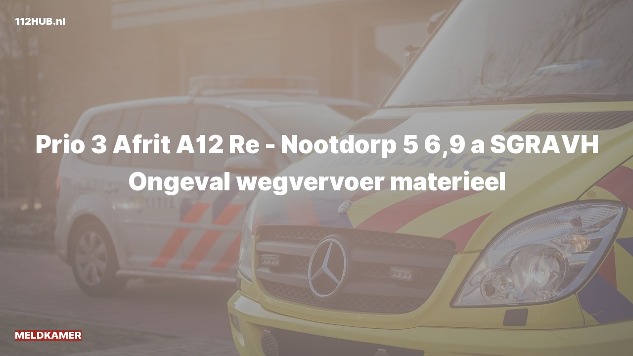 Deelafbeelding voor De Meldkamer is uitgerukt voor een verkeersongeval op de A12 bij hectometerpaaltje 6.9