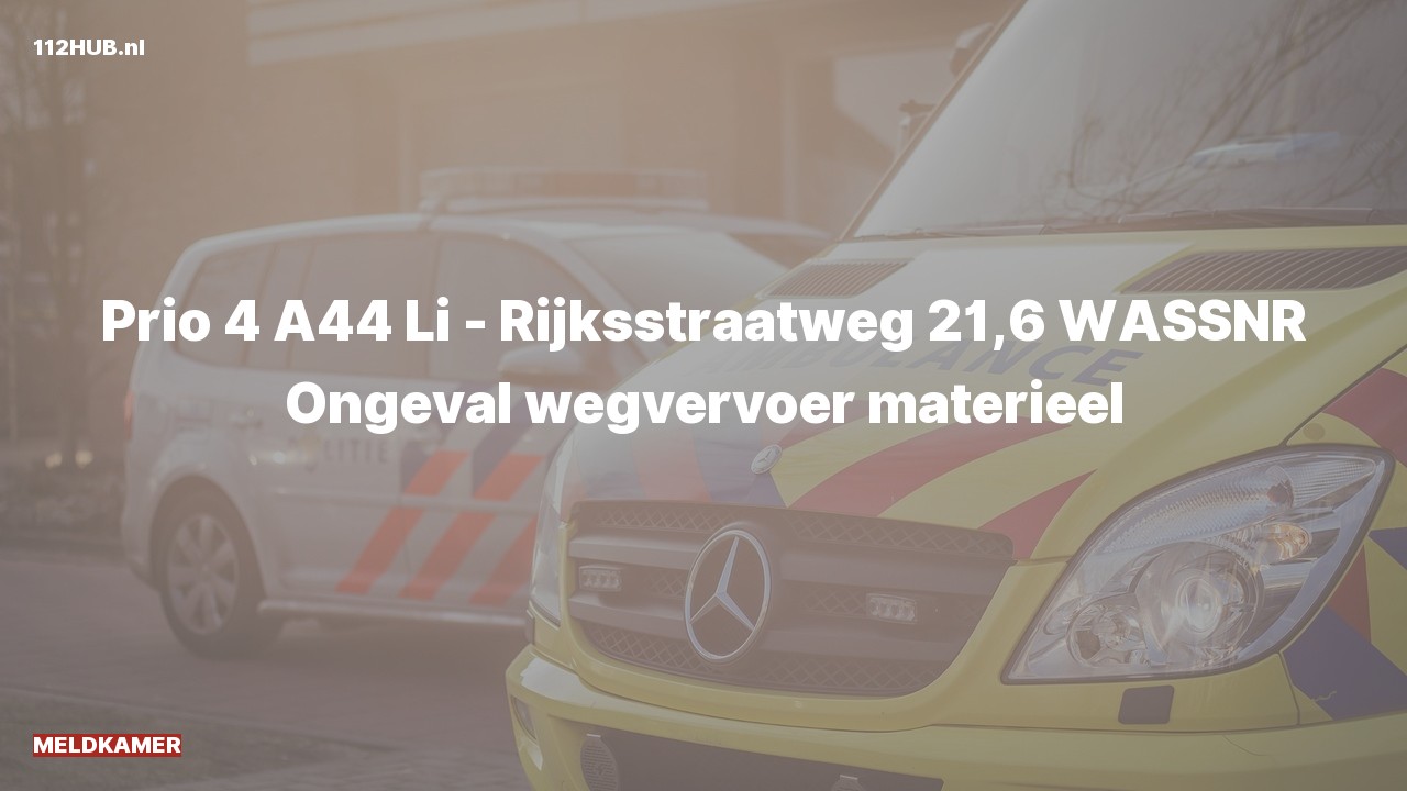 Deelafbeelding voor De Meldkamer is uitgerukt voor een verkeersongeval op de A44 bij hectometerpaaltje 21.6