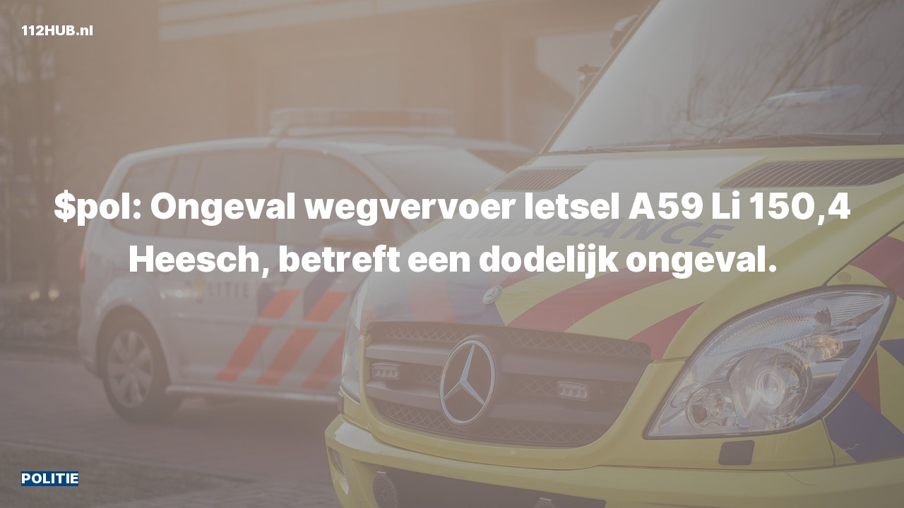 Deelafbeelding voor Politie voor verkeersongeval op de A59 bij hectometerpaaltje 150.4.