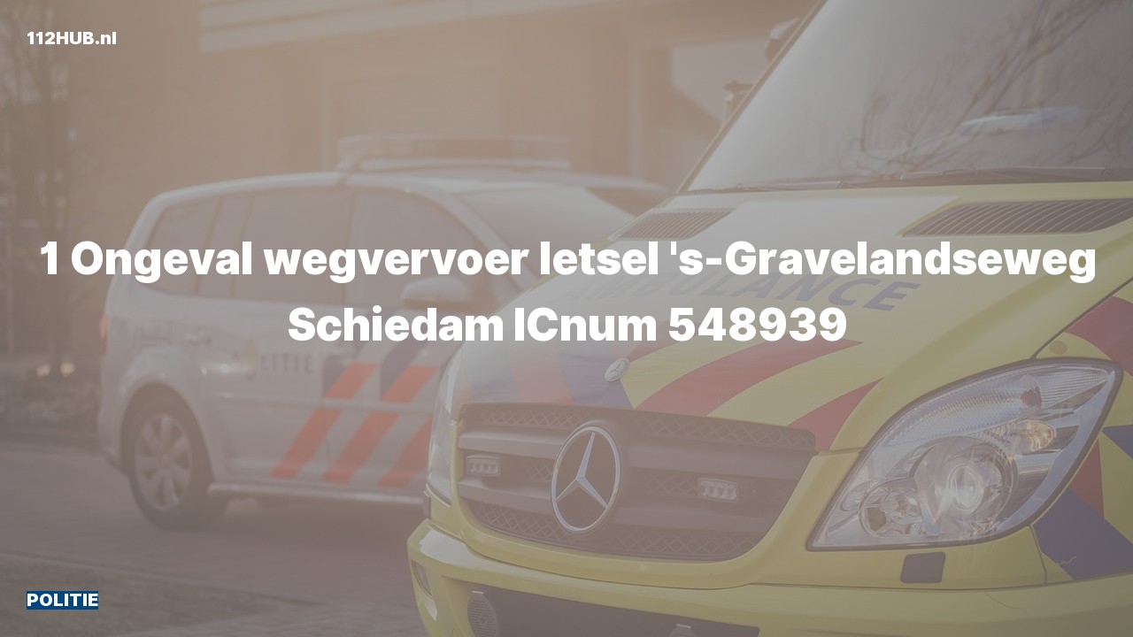 Deelafbeelding voor De politie is uitgerukt voor een verkeersongeval naar de 's-Gravelandseweg in Schiedam