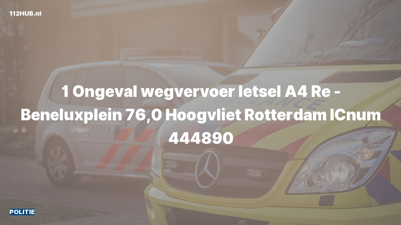 Deelafbeelding voor Politie voor verkeersongeval op de A4 bij hectometerpaaltje 76.