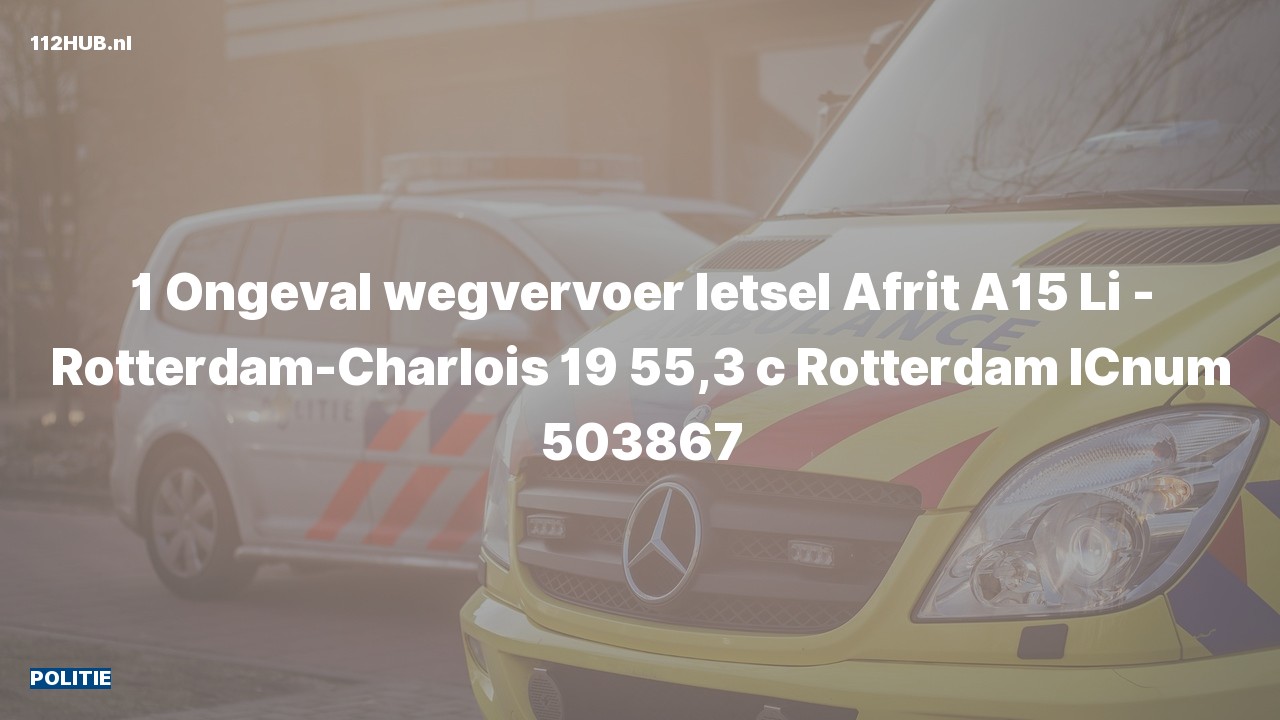 Deelafbeelding voor Politie voor verkeersongeval op de A15 bij hectometerpaaltje 55.3.