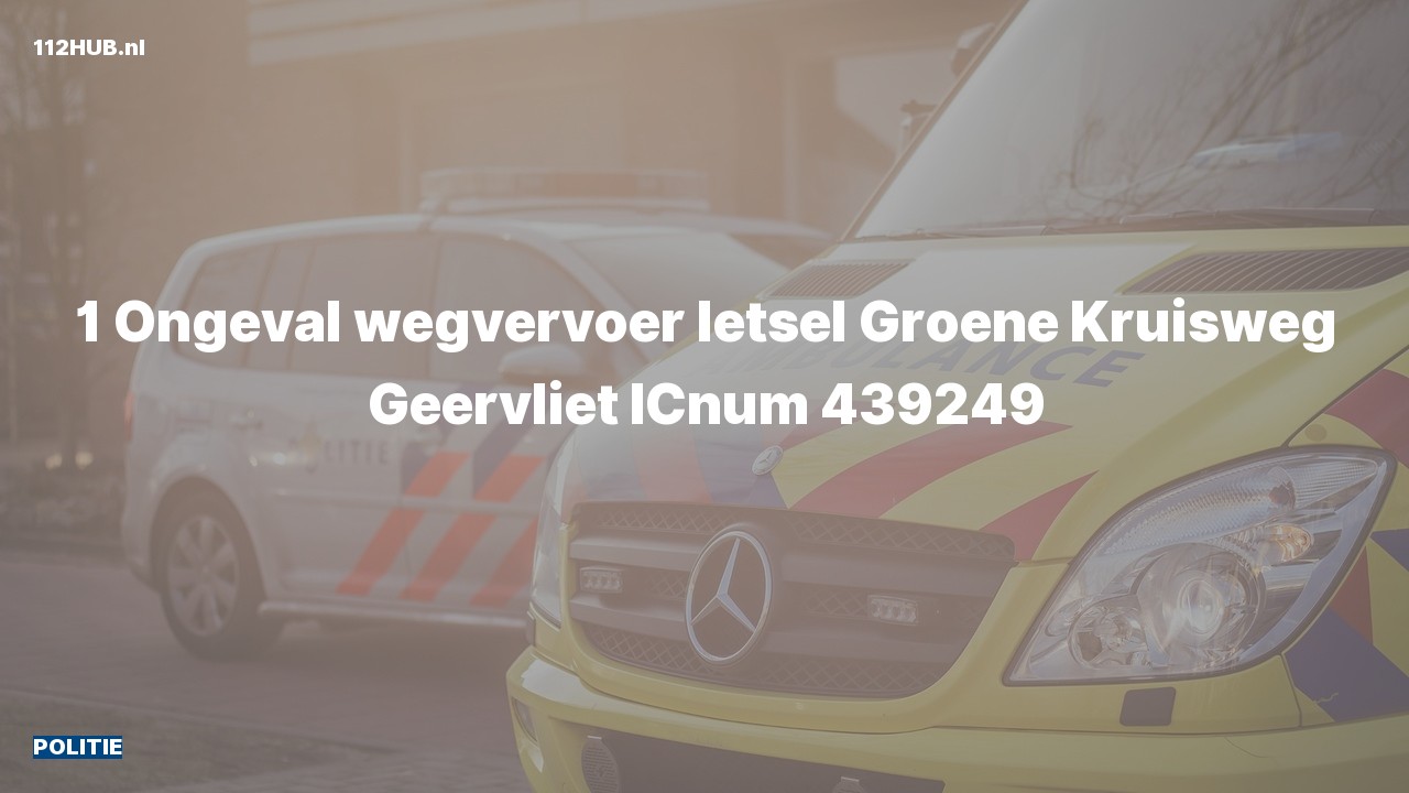 Deelafbeelding voor Politie voor verkeersongeval naar de Groene Kruisweg in Geervliet.