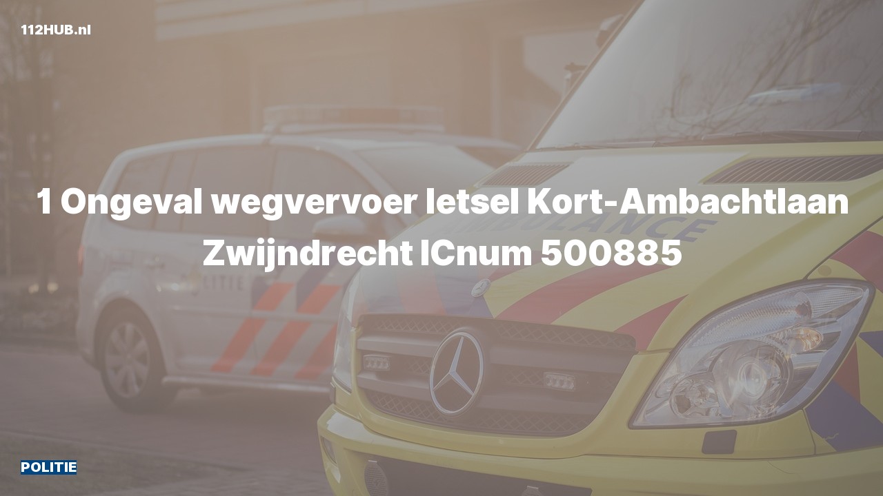Deelafbeelding voor Politie voor verkeersongeval naar de Kort-Ambachtlaan in Zwijndrecht.