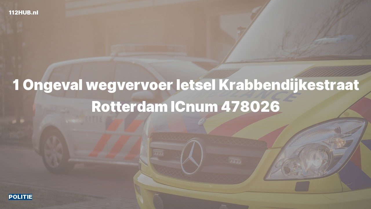 Deelafbeelding voor Politie voor verkeersongeval naar de Krabbendijkestraat in Rotterdam.