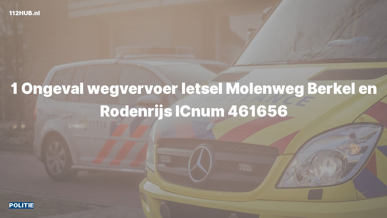 Deelafbeelding voor Politie voor verkeersongeval naar de Molenweg in Berkel en Rodenrijs.