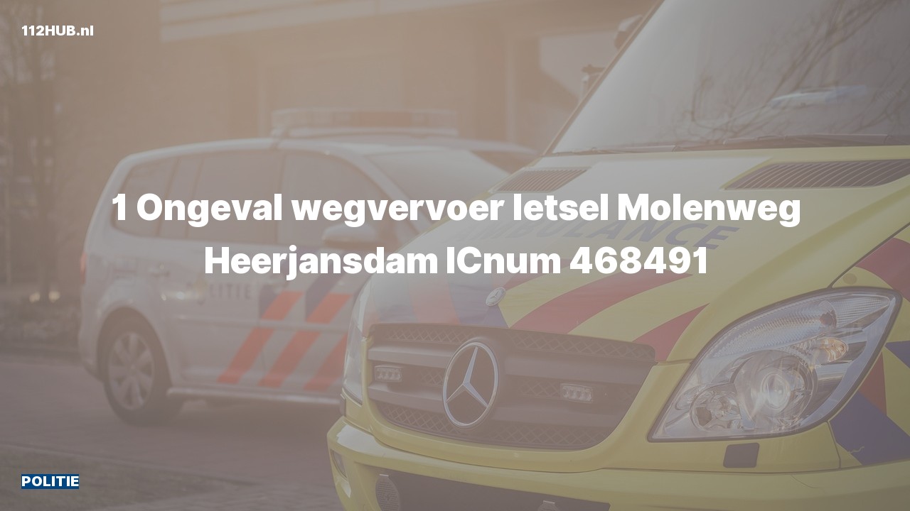 Deelafbeelding voor Politie voor verkeersongeval naar de Molenweg in Heerjansdam.