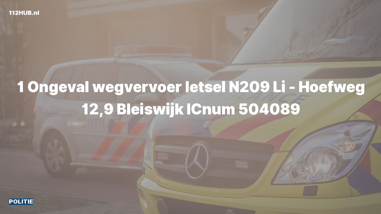 Deelafbeelding voor Politie voor verkeersongeval op de N209 bij hectometerpaaltje 12.9.