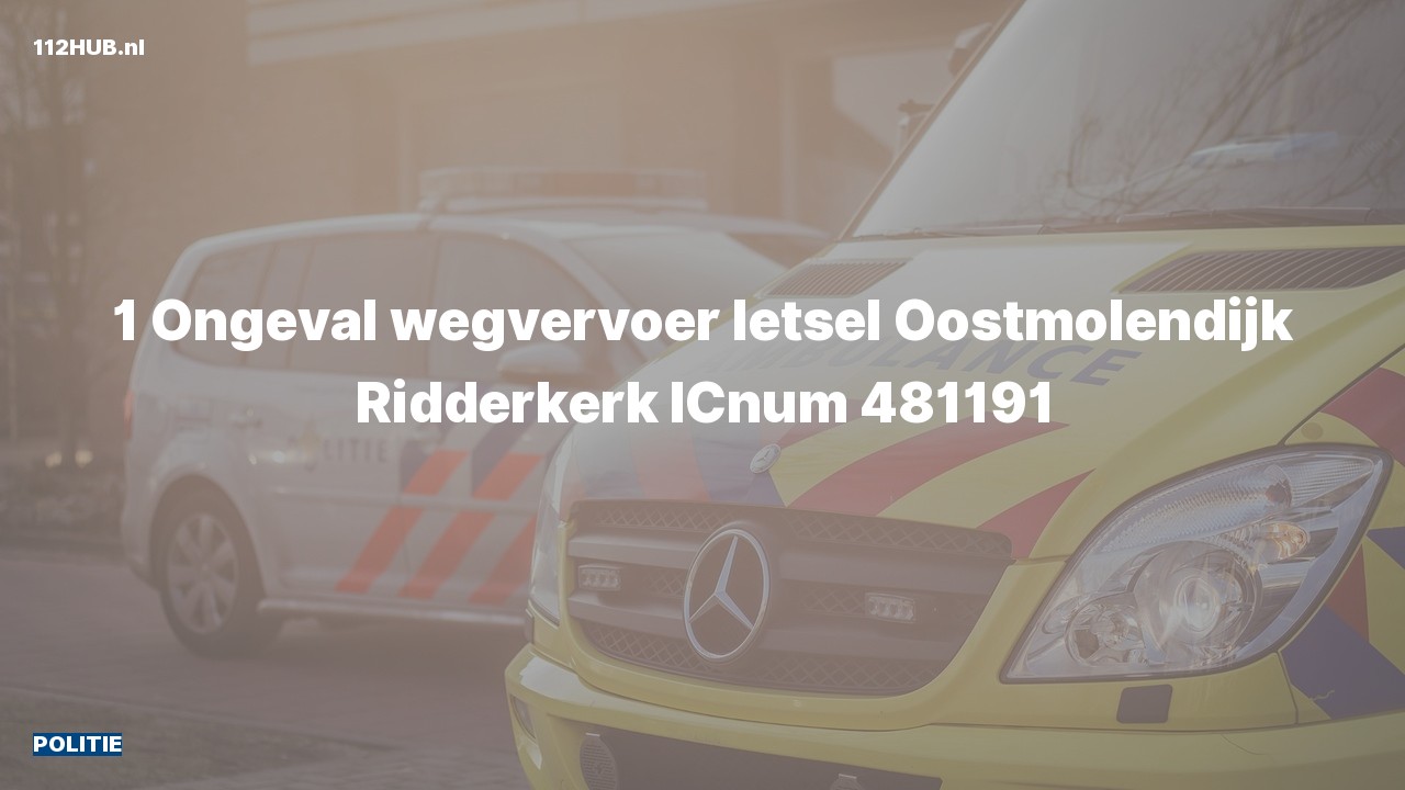 Deelafbeelding voor Politie voor verkeersongeval naar de Oostmolendijk in Ridderkerk.