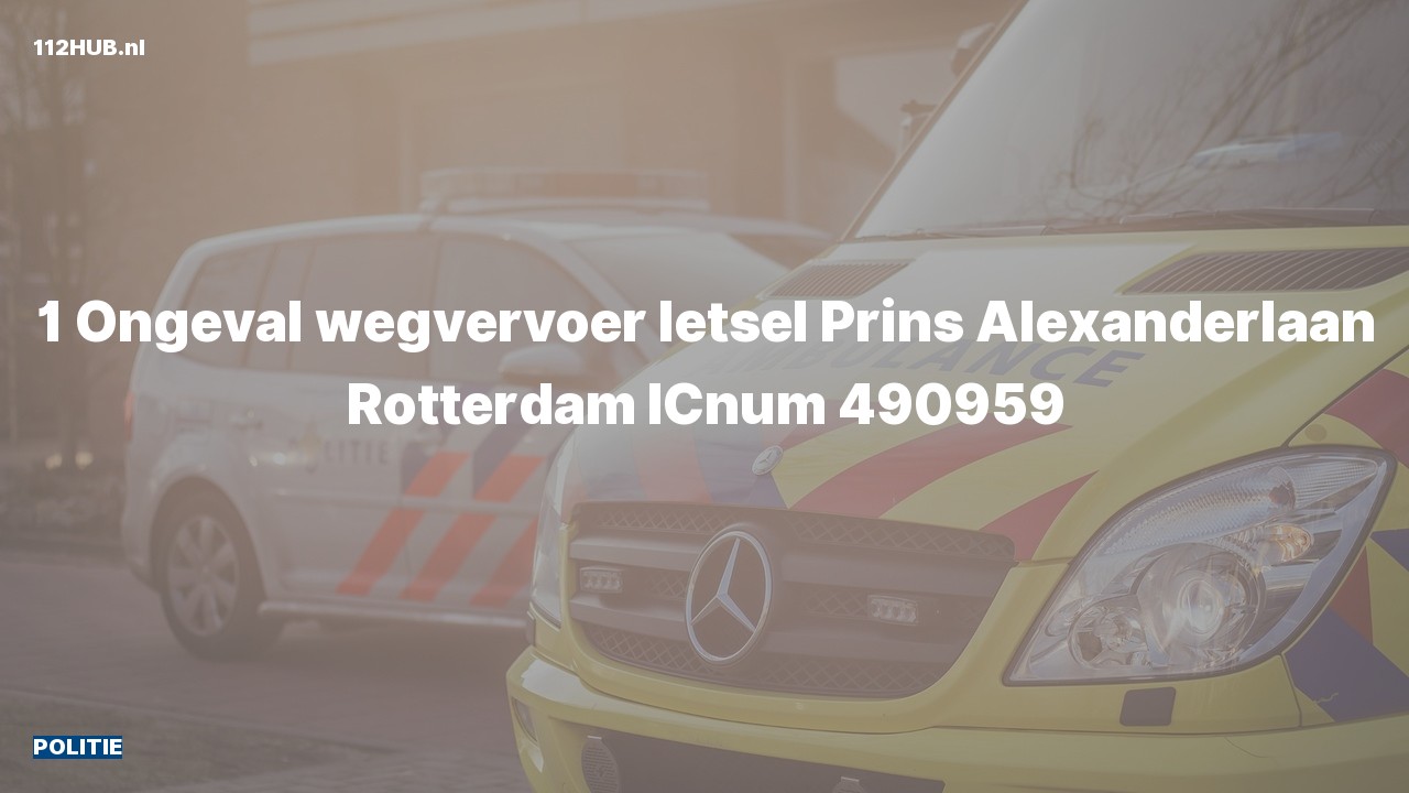 Deelafbeelding voor Politie voor verkeersongeval naar de Prins Alexanderlaan in Rotterdam.