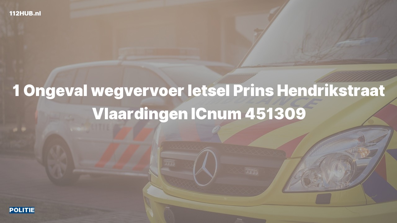 Deelafbeelding voor Politie voor verkeersongeval naar de Prins Hendrikstraat in Vlaardingen.