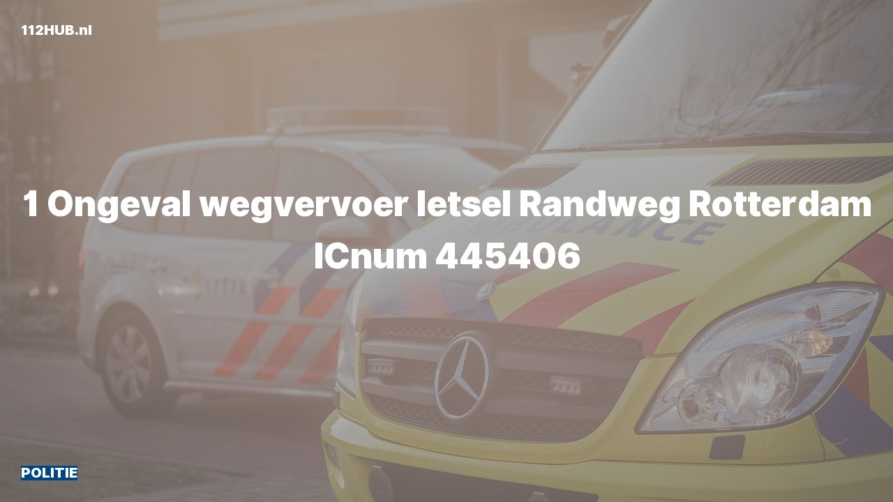 Deelafbeelding voor Politie voor verkeersongeval naar de Randweg in Rotterdam.