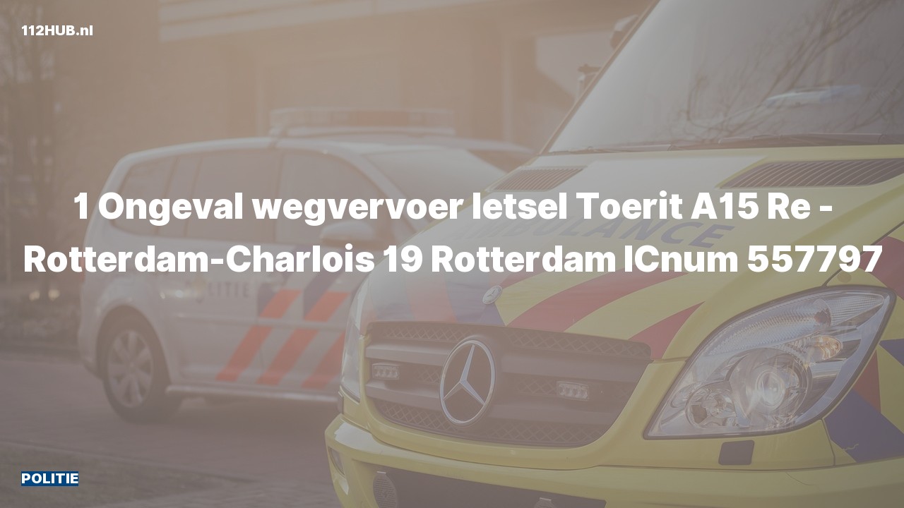 Deelafbeelding voor De politie is uitgerukt voor een verkeersongeval naar de Rotterdam-Charlois 19 in Rotterdam