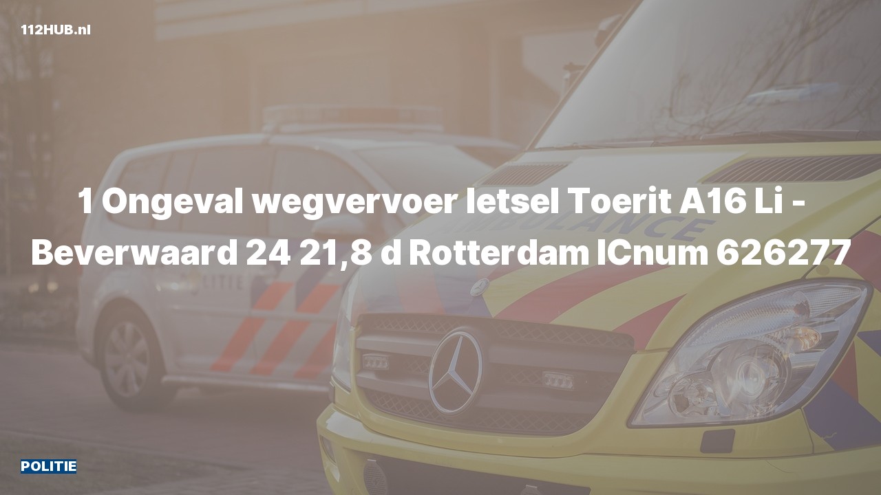 Deelafbeelding voor De politie is uitgerukt voor een verkeersongeval op de A16 bij hectometerpaaltje 21.8