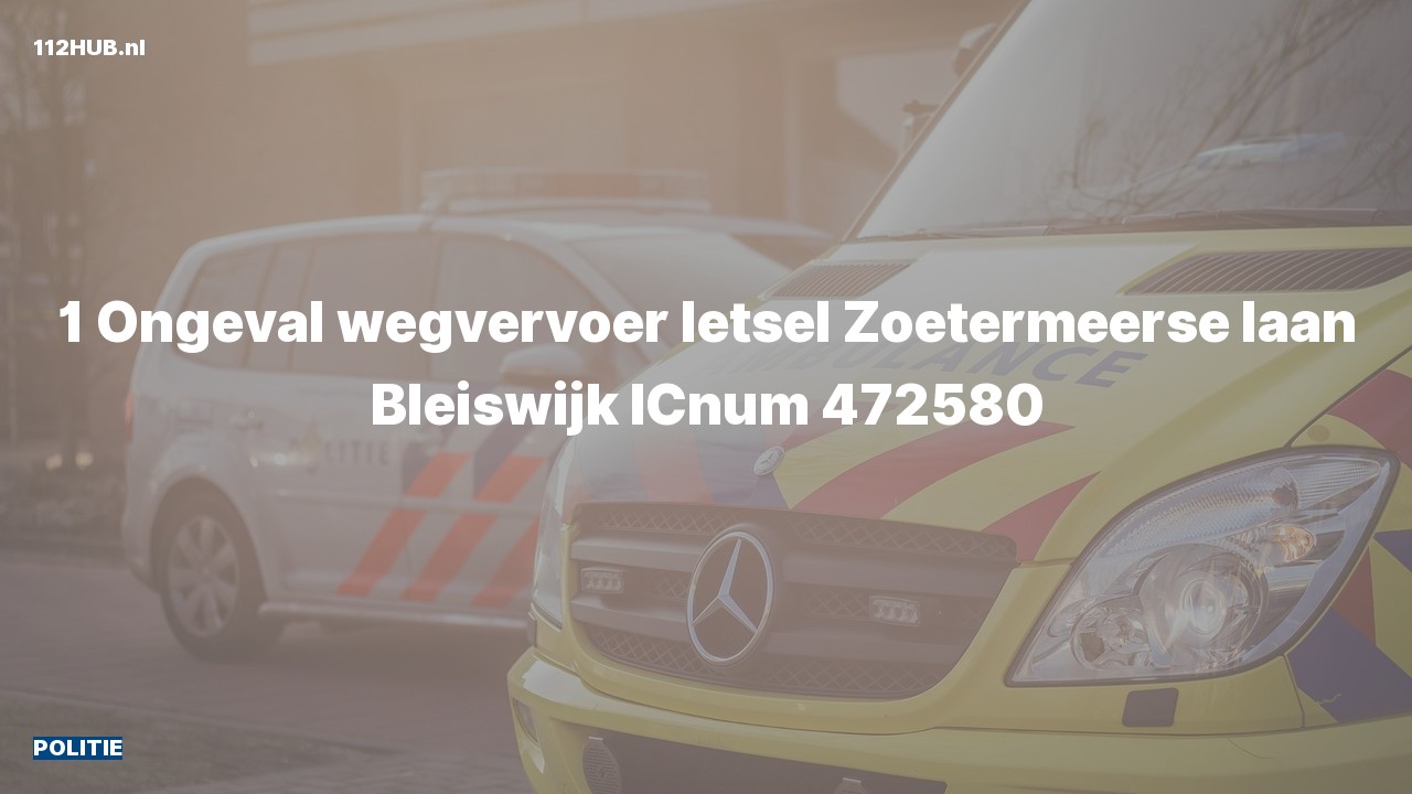 Deelafbeelding voor Politie voor verkeersongeval naar de Zoetermeerse laan in Bleiswijk.