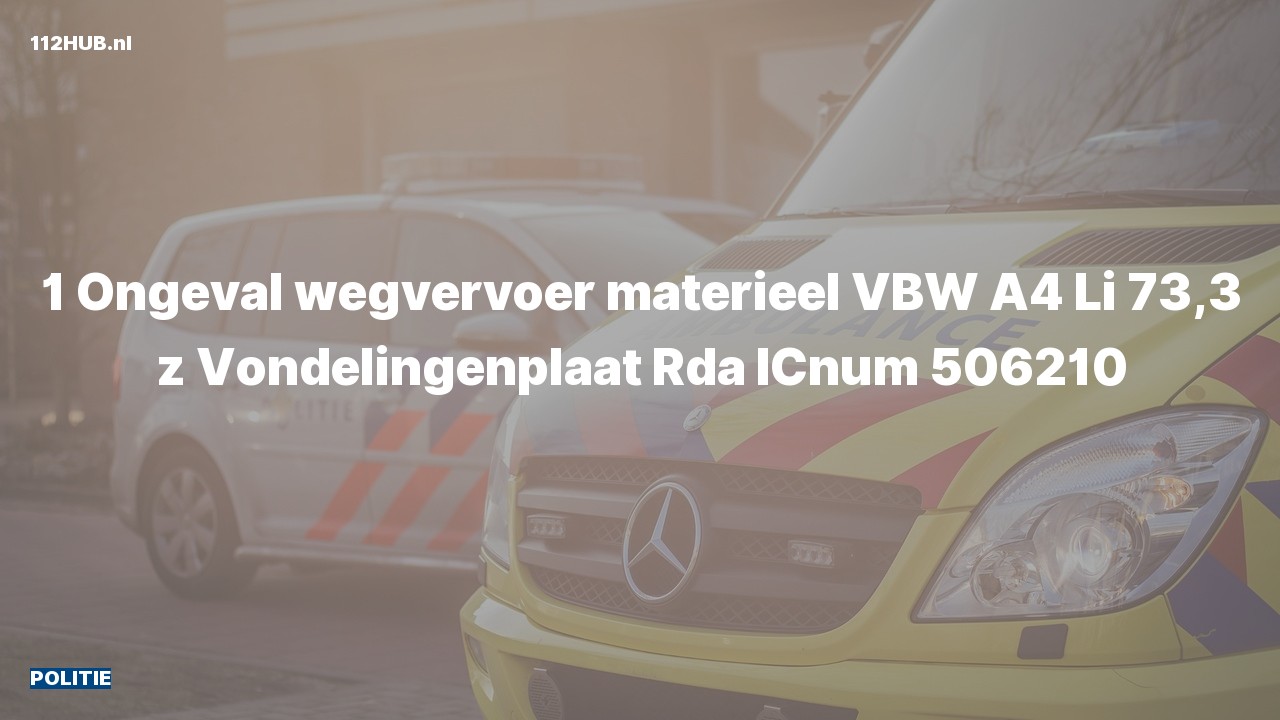 Deelafbeelding voor De politie is uitgerukt voor een verkeersongeval op de A4 bij hectometerpaaltje 73.3