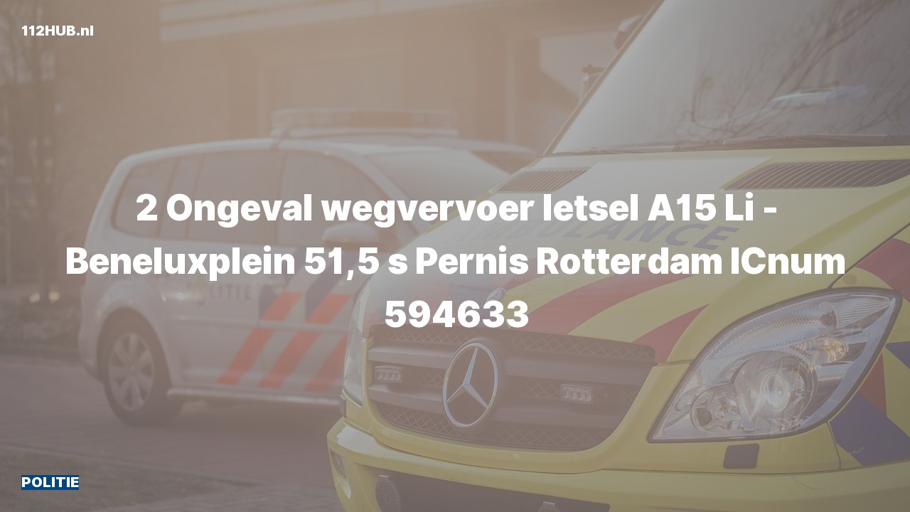Deelafbeelding voor De politie is uitgerukt voor een verkeersongeval op de A15 bij hectometerpaaltje 51.5
