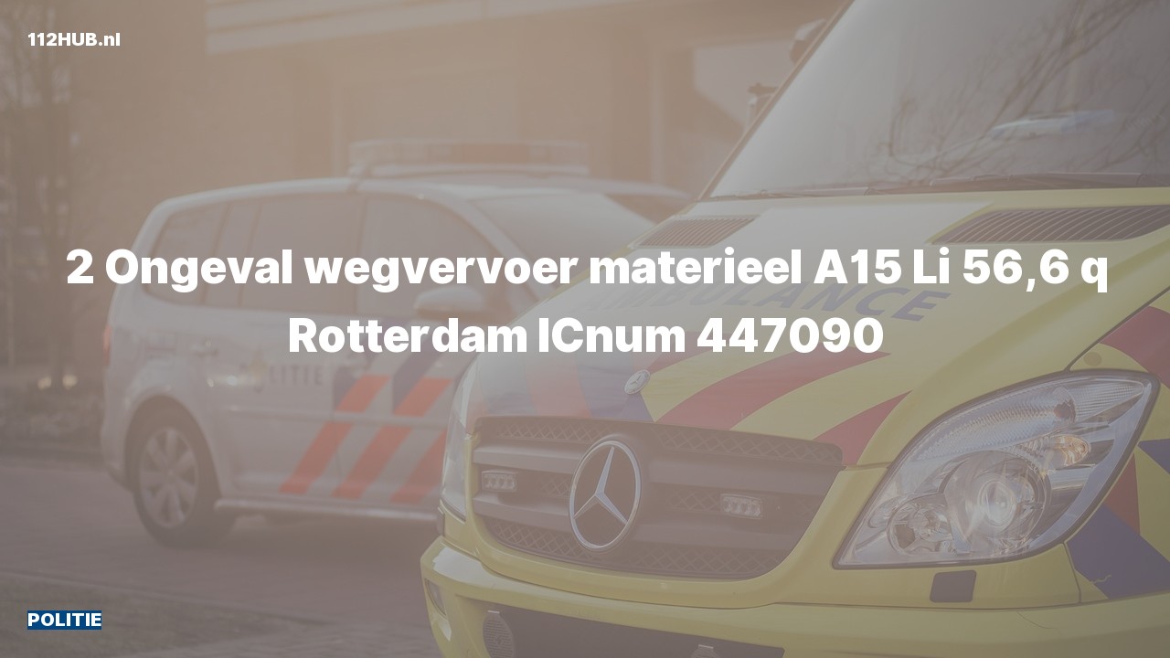 Deelafbeelding voor Politie voor verkeersongeval op de A15 bij hectometerpaaltje 56.6.
