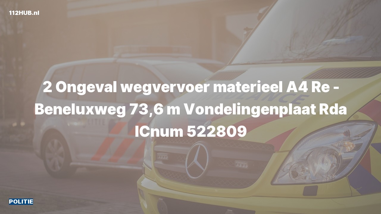 Deelafbeelding voor De politie is uitgerukt voor een verkeersongeval op de A4 bij hectometerpaaltje 73.6