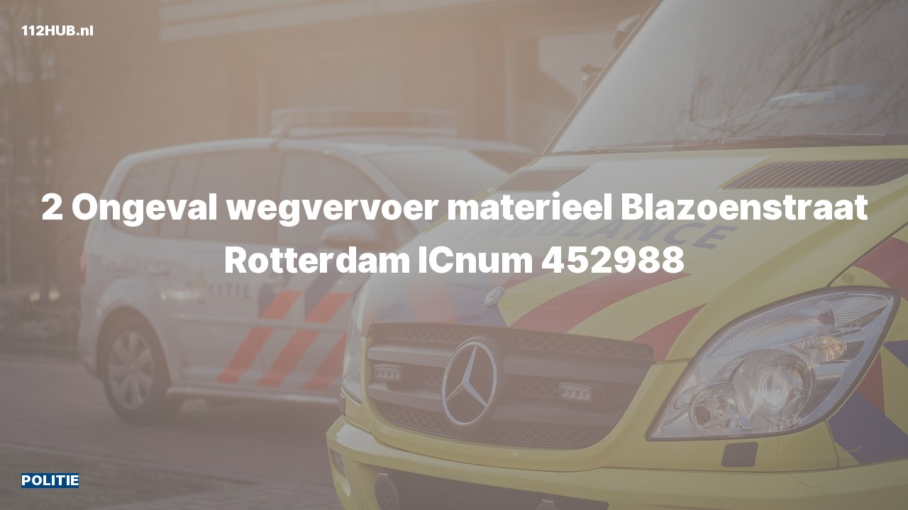 Deelafbeelding voor Politie voor verkeersongeval naar de Blazoenstraat in Rotterdam.