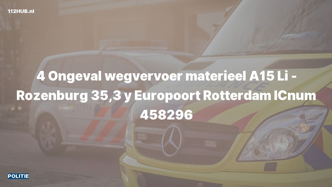 Deelafbeelding voor Politie voor verkeersongeval op de A15 bij hectometerpaaltje 35.3.