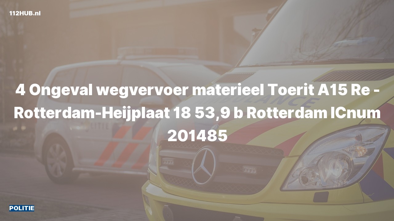 Deelafbeelding voor De politie is uitgerukt voor een verkeersongeval op de A15 bij hectometerpaaltje 53.9
