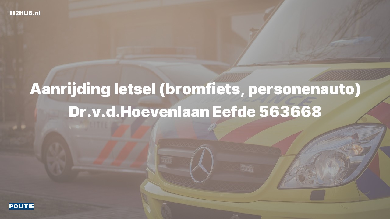 Deelafbeelding voor Politie voor aanrijding met letsel naar de Dr.v.d.Hoevenlaan in Eefde.