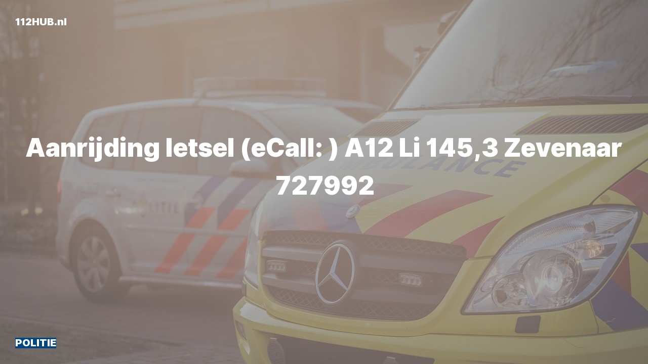 Deelafbeelding voor De politie is uitgerukt voor een aanrijding op de A12 bij hectometerpaaltje 145.3