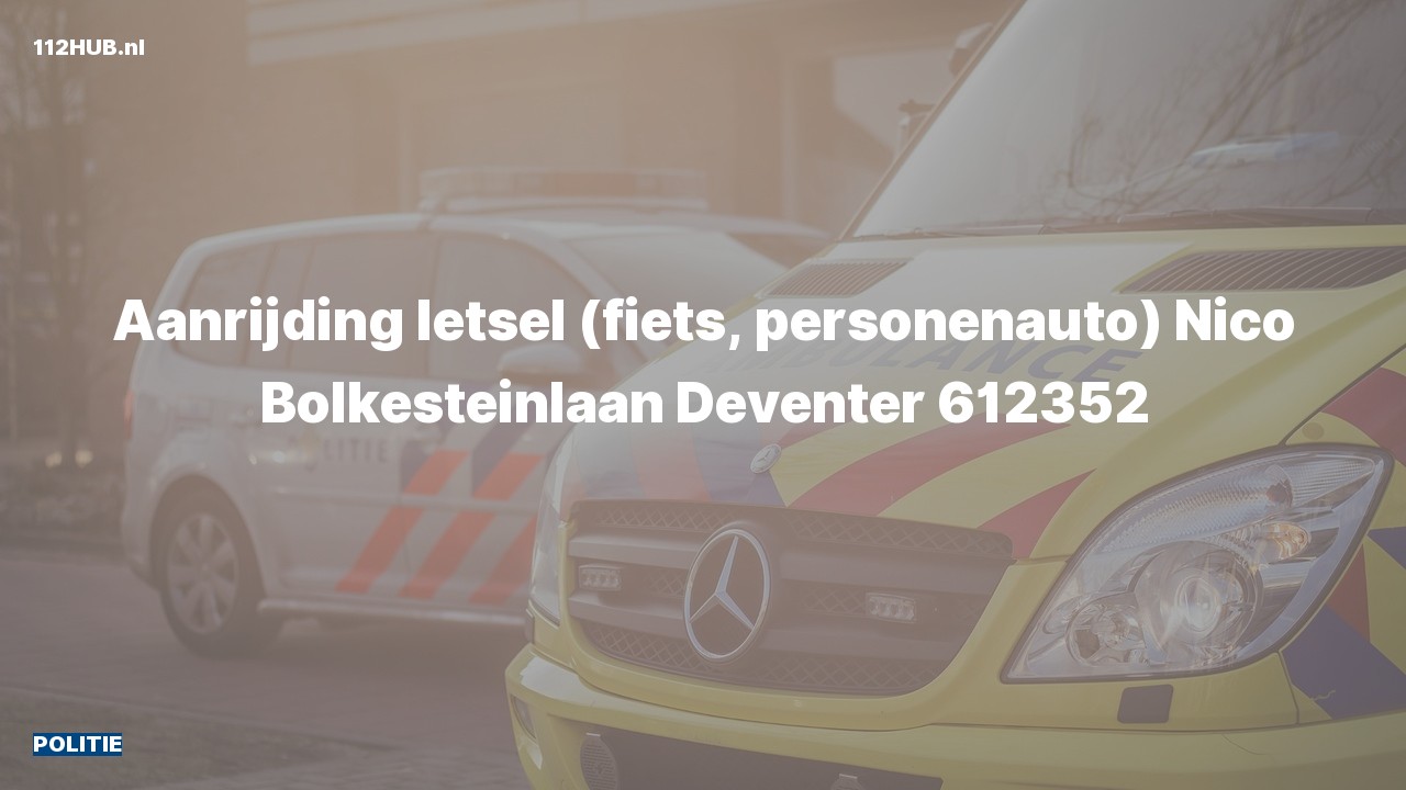Deelafbeelding voor Politie voor aanrijding met letsel naar de Nico Bolkesteinlaan in Deventer.