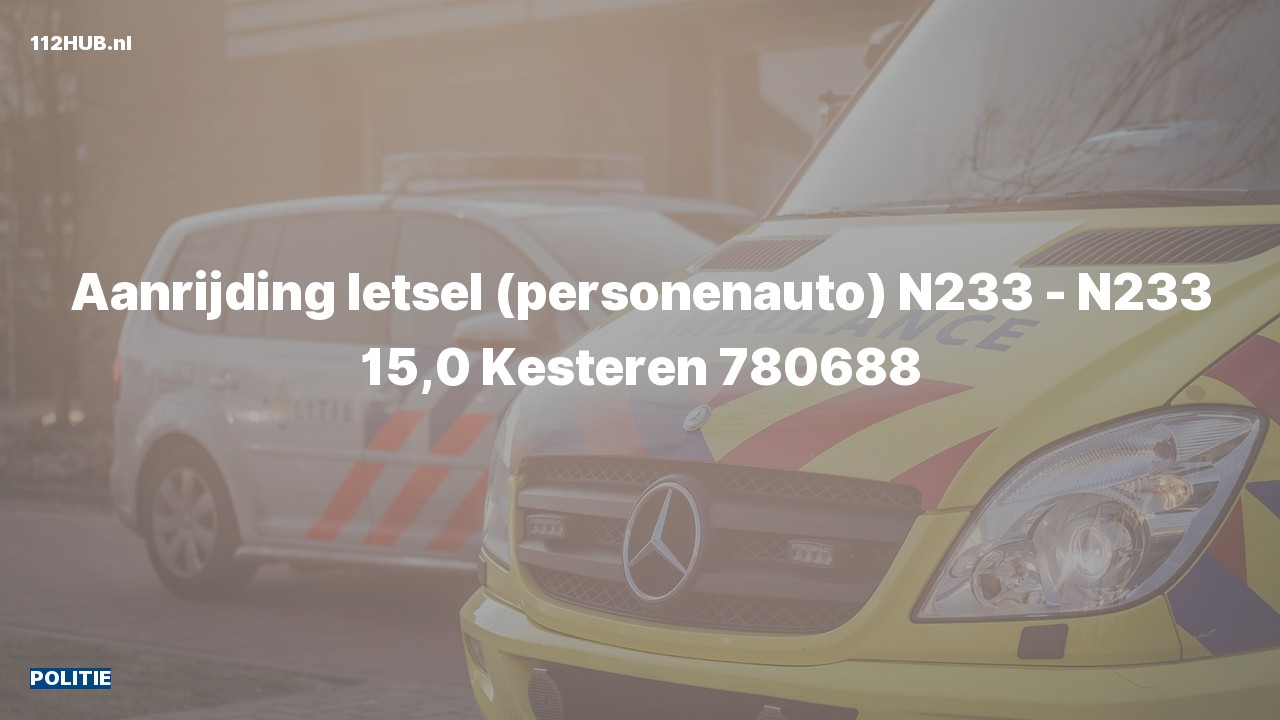 Deelafbeelding voor De politie is uitgerukt voor een aanrijding op de N233 bij hectometerpaaltje 15