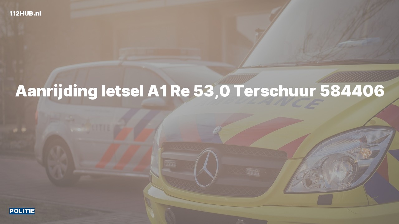 Deelafbeelding voor Politie voor aanrijding met letsel op de A1 bij hectometerpaaltje 53.