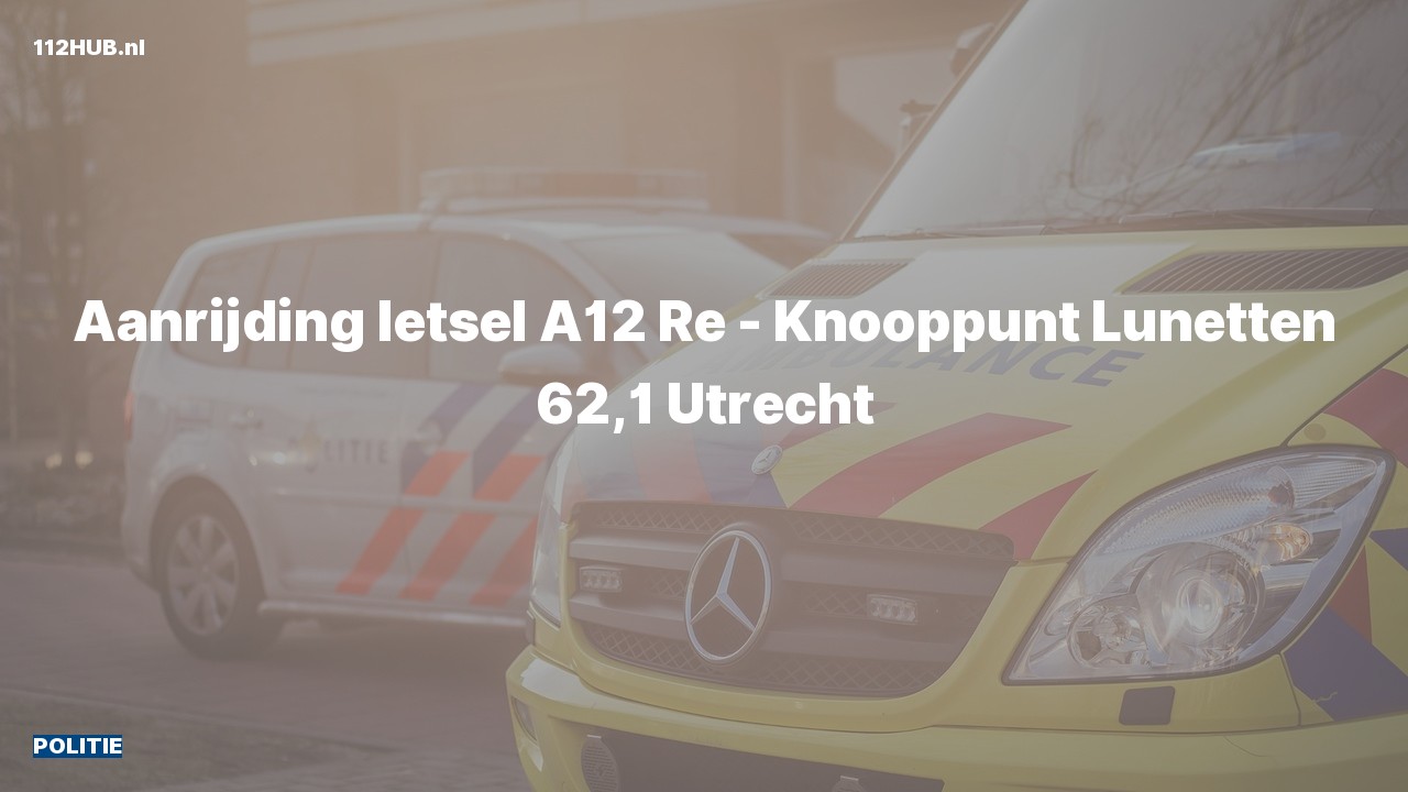 Deelafbeelding voor De politie is uitgerukt voor een aanrijding op de A12 bij hectometerpaaltje 62.1