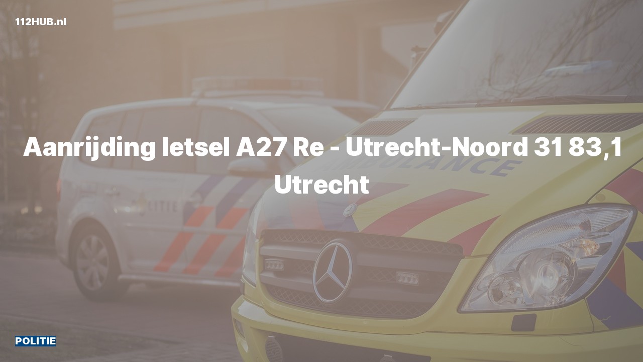 Deelafbeelding voor De politie is uitgerukt voor een aanrijding op de A27 bij hectometerpaaltje 83.1
