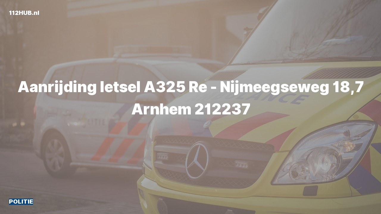 Deelafbeelding voor De politie is uitgerukt voor een aanrijding op de A325 bij hectometerpaaltje 18.7