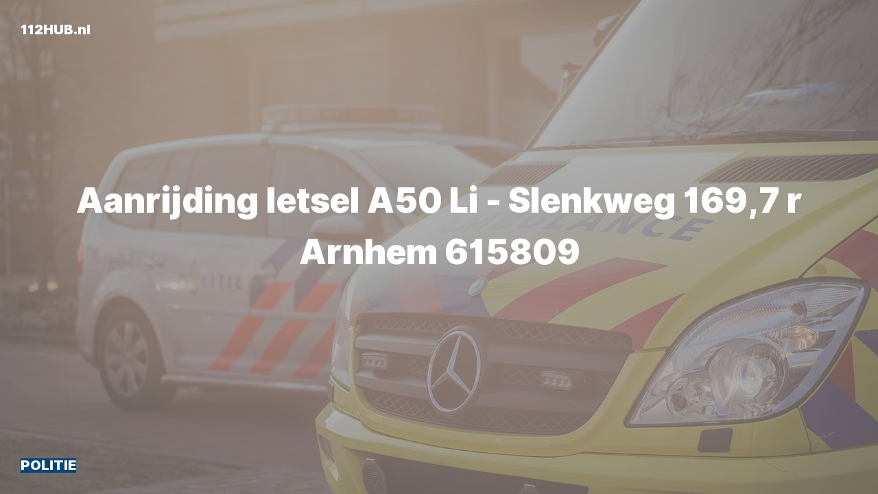 Deelafbeelding voor Politie voor aanrijding met letsel op de A50 bij hectometerpaaltje 169.7.