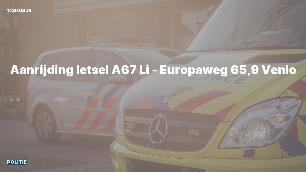 Deelafbeelding voor De politie is uitgerukt voor een aanrijding op de A67 bij hectometerpaaltje 65.9