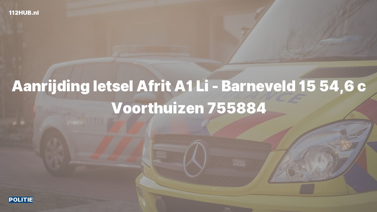 Deelafbeelding voor De politie is uitgerukt voor een aanrijding op de A1 bij hectometerpaaltje 54.6