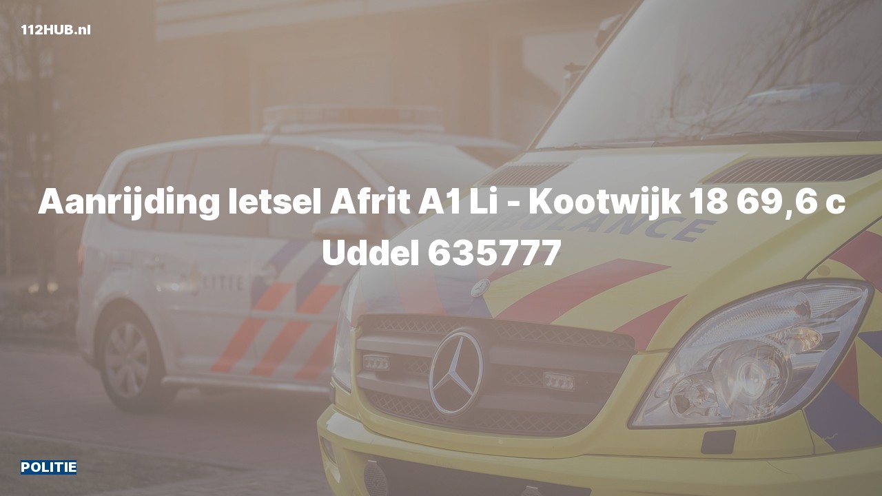 Deelafbeelding voor Politie voor aanrijding met letsel op de A1 bij hectometerpaaltje 69.6.