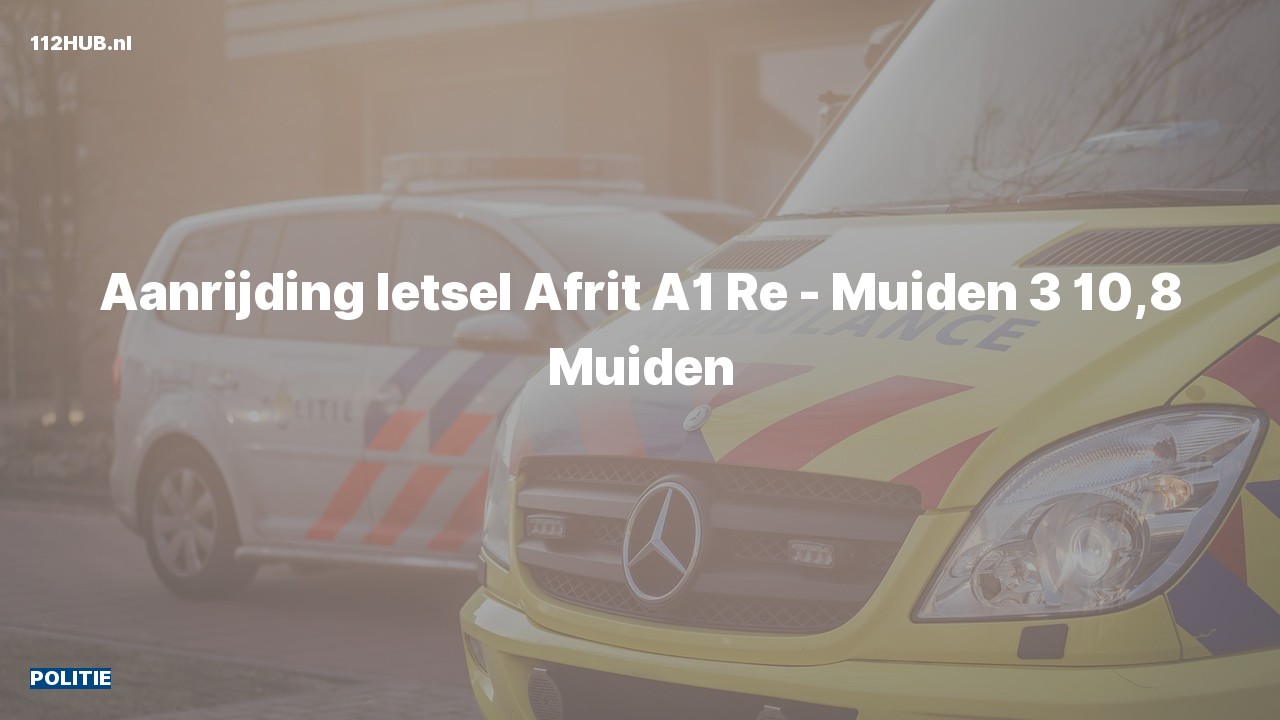 Deelafbeelding voor Politie voor aanrijding met letsel op de A1 bij hectometerpaaltje 10.8.