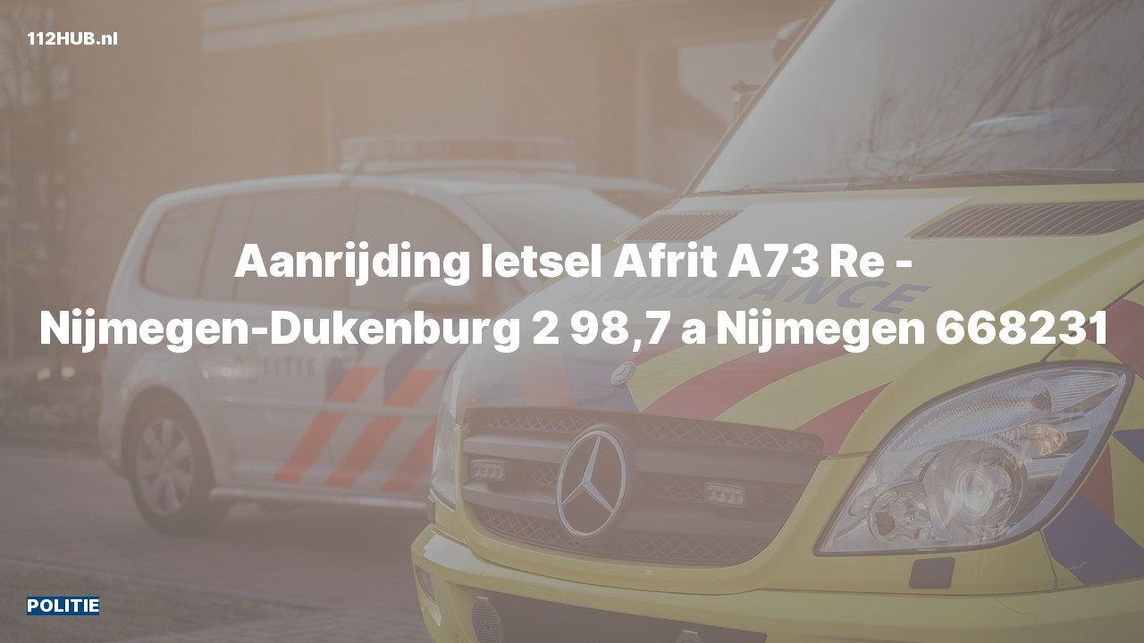 Deelafbeelding voor De politie is uitgerukt voor een aanrijding op de A73 bij hectometerpaaltje 98.7