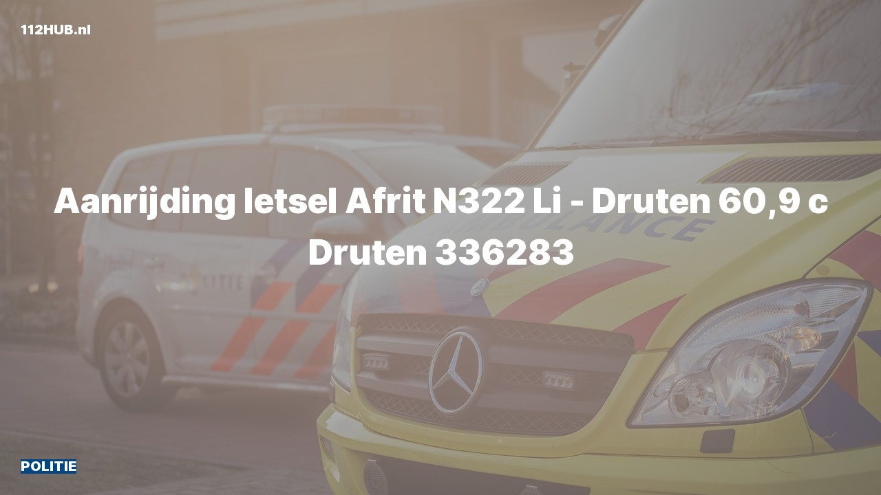 Deelafbeelding voor De politie is uitgerukt voor een aanrijding op de N322 bij hectometerpaaltje 60.9