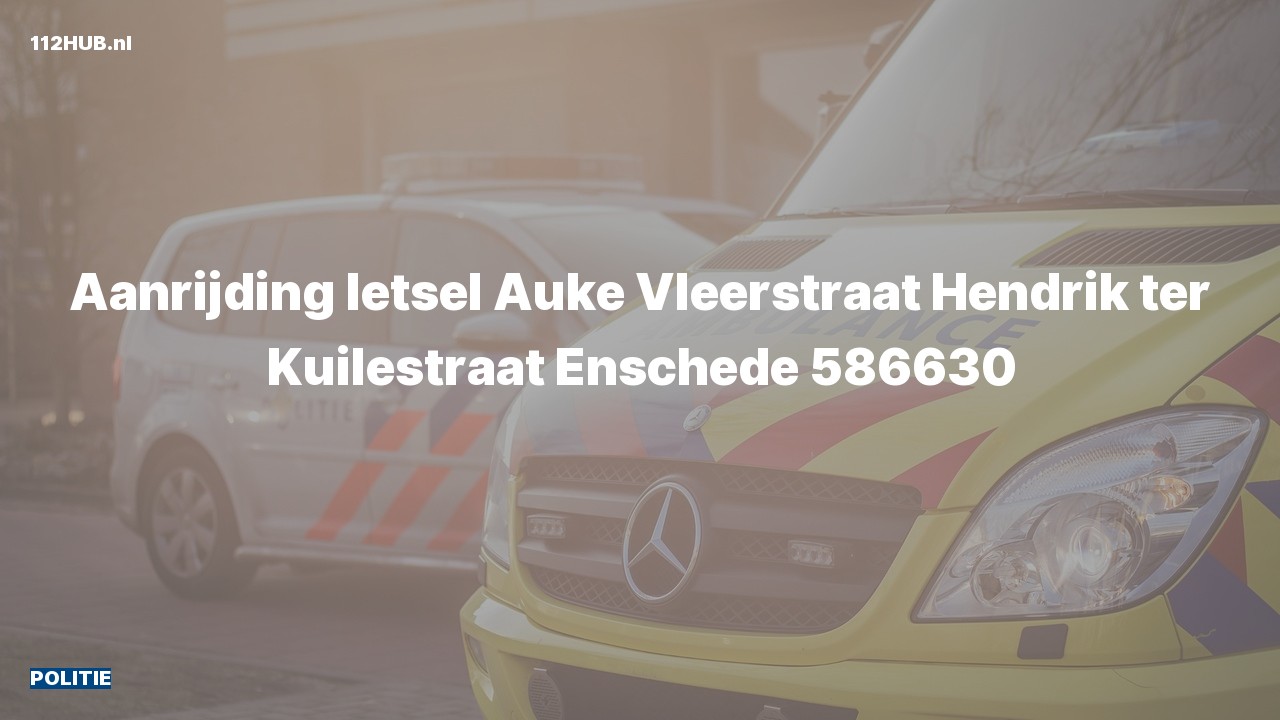 Deelafbeelding voor Politie voor aanrijding met letsel naar de Hendrik ter Kuilestraat in Enschede.
